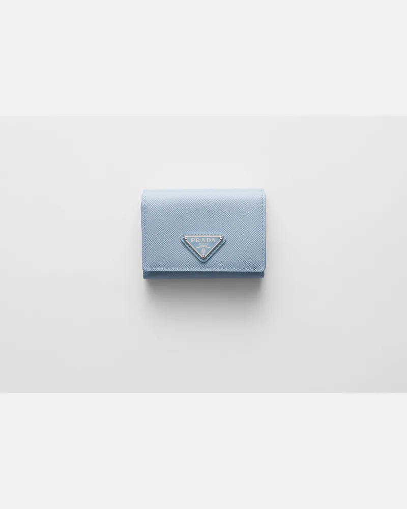 Prada Kleine Geldbörse aus Saffiano-Leder Blassblau