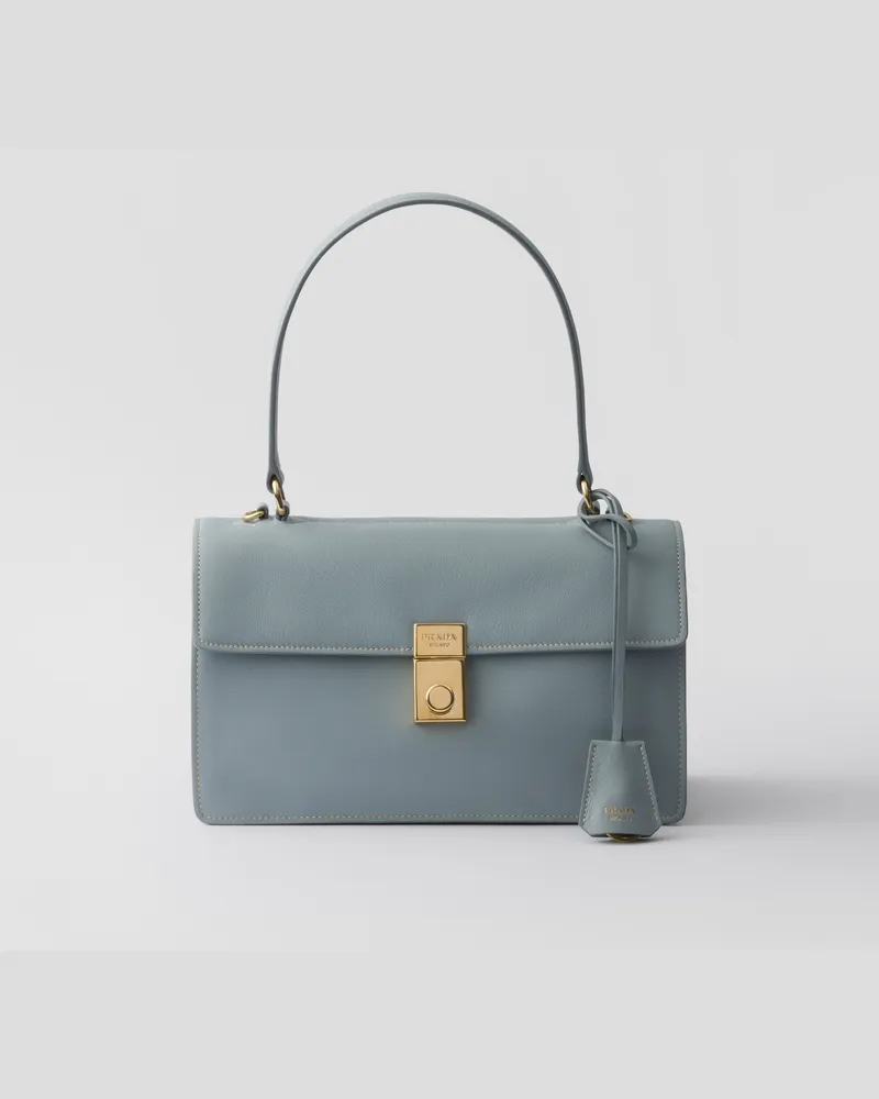 Prada Mittelgroße  Soft Sound Schultertasche aus Leder Opal