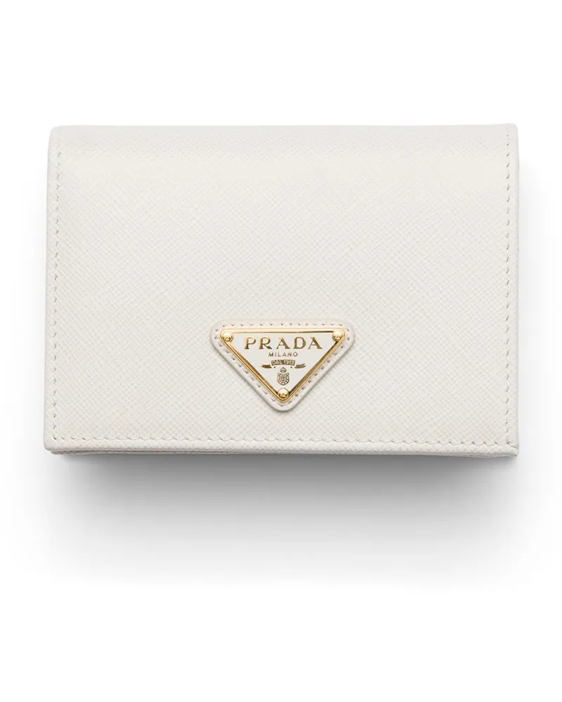 Prada Small Saffiano Leather Wallet, Damen, Kalkweiss Kalkweiss