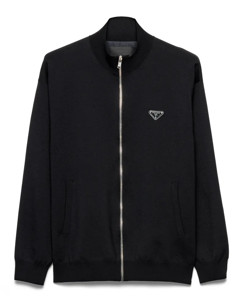 Prada Strickjacke Aus Superfine-wool, Herren, Schwarz, Größe Schwarz