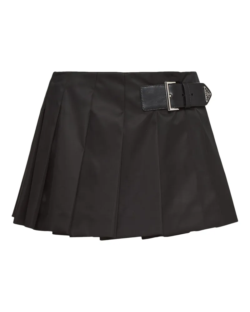 Prada Minirock Aus Re-nylon Mit Falten, Damen, Schwarz, Größe Schwarz