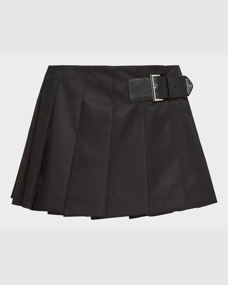 Prada Minirock aus Re-Nylon mit Falten Schwarz
