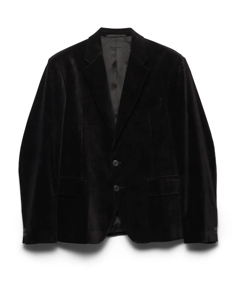 Prada Einreihige Jacke Aus Baumwolle, Herren, Schwarz, Größe Schwarz