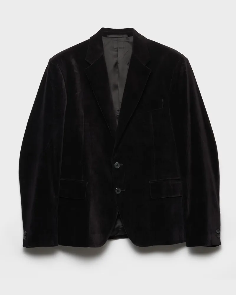 Prada Einreihige Jacke aus Baumwolle Schwarz