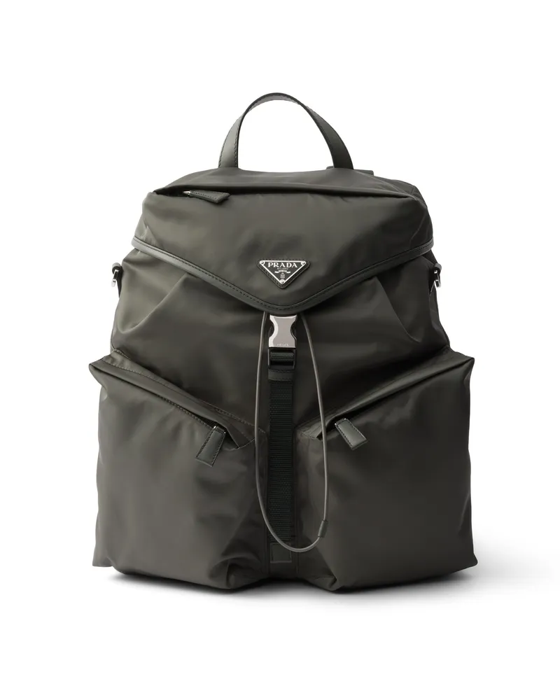 Prada Rucksack Aus Re-nylon Und Leder, Herren, Waldgrün Waldgrün