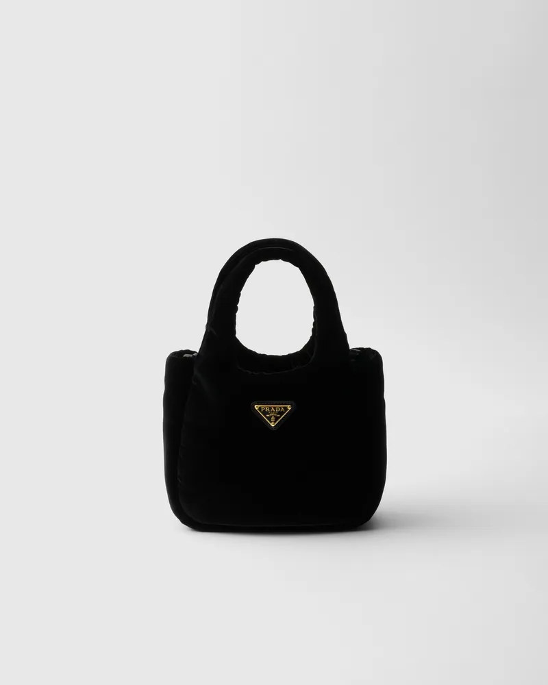 Prada Gepolsterte Mini-Handtasche aus Samt Schwarz