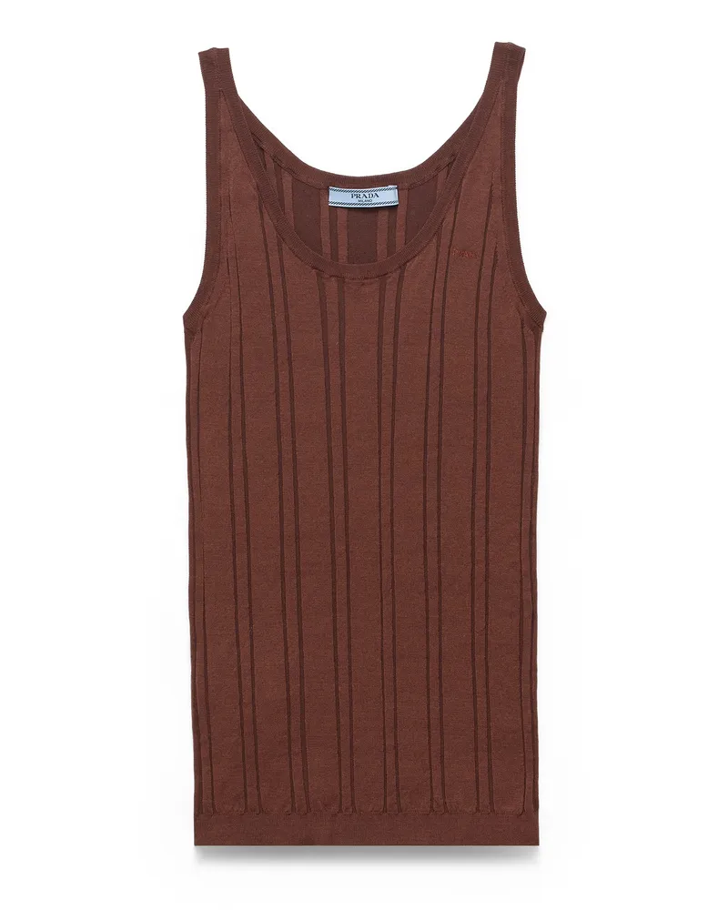 Prada Top Aus Baumwolle, Damen, Tabak, Größe Tabak
