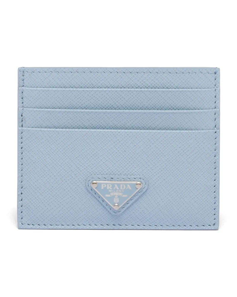 Prada Kartenetui Aus Saffiano Leder, Damen, Blassblau Blassblau