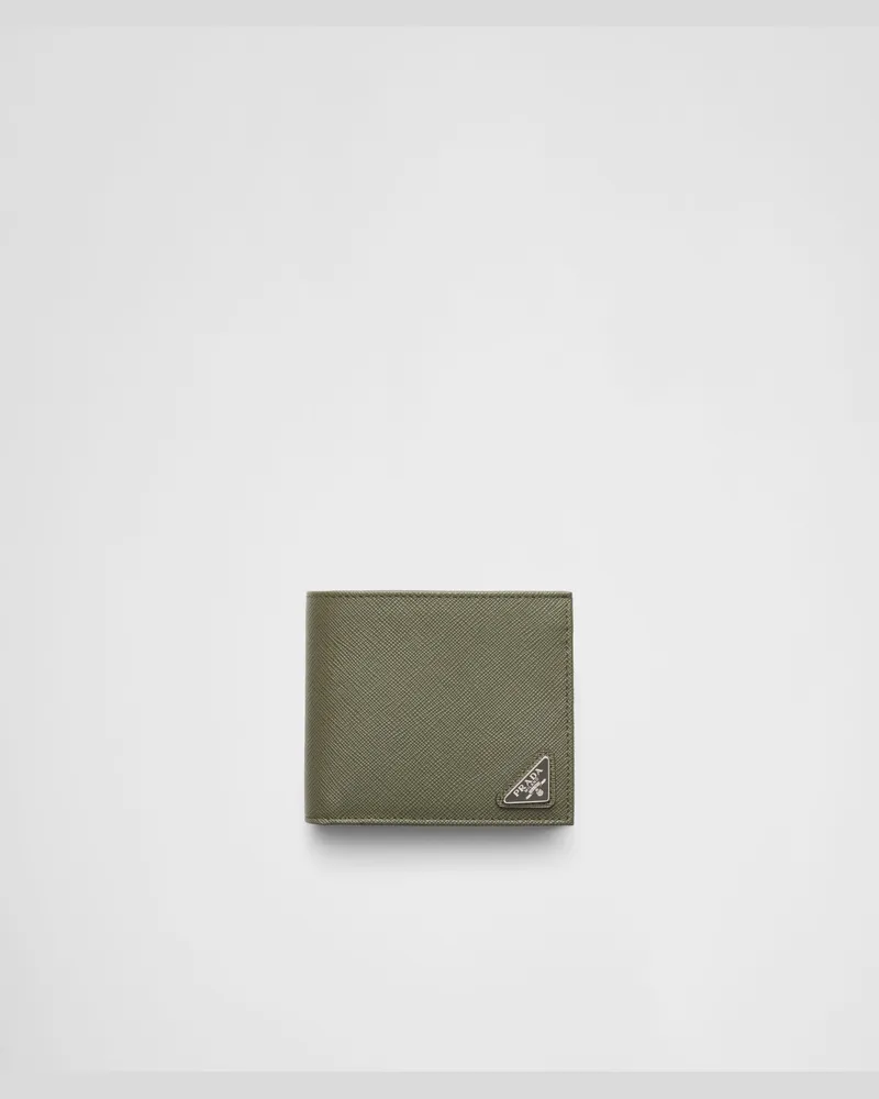 Prada Saffiano Leder Brieftasche mit Münzfach Lodengrün