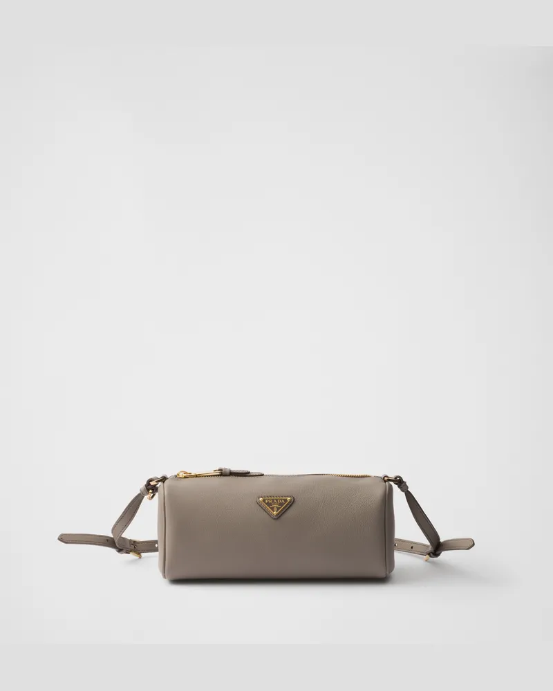 Prada Pouch aus Leder Lehmgrau
