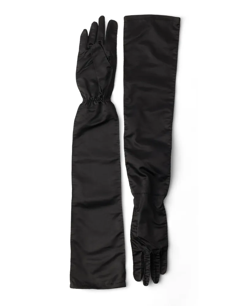 Prada Handschuhe Aus Satin, Damen, Schwarz, Größe 7,5 Schwarz