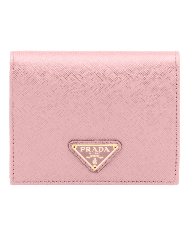 Prada Kleines Portemonnaie Aus Saffiano Leder, Damen, Pfirsich Pfirsich
