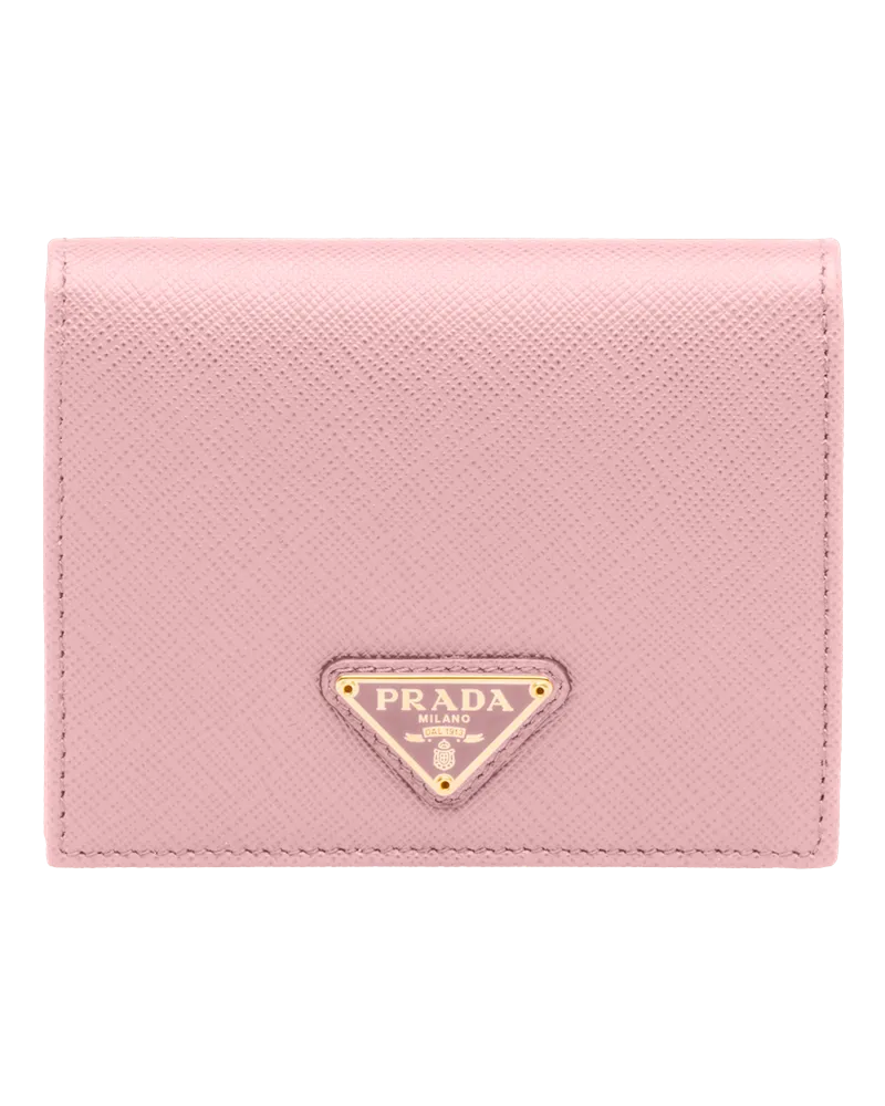 Prada Kleines Portemonnaie aus Saffiano Leder Pfirsich