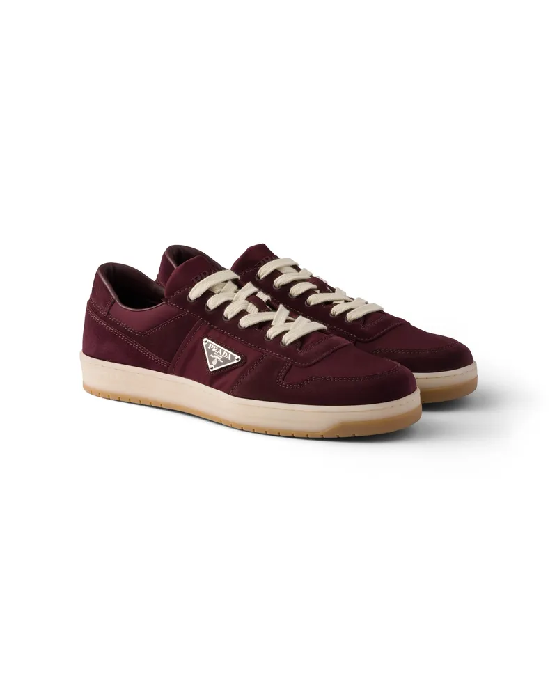 Prada Downtown Sneaker Aus Re-nylon Und Wildleder, Herren, Burgunderrot, Größe 7 Burgunderrot