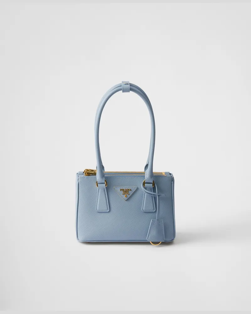 Prada Galleria Mini Bag aus Saffiano-Leder Hellblau