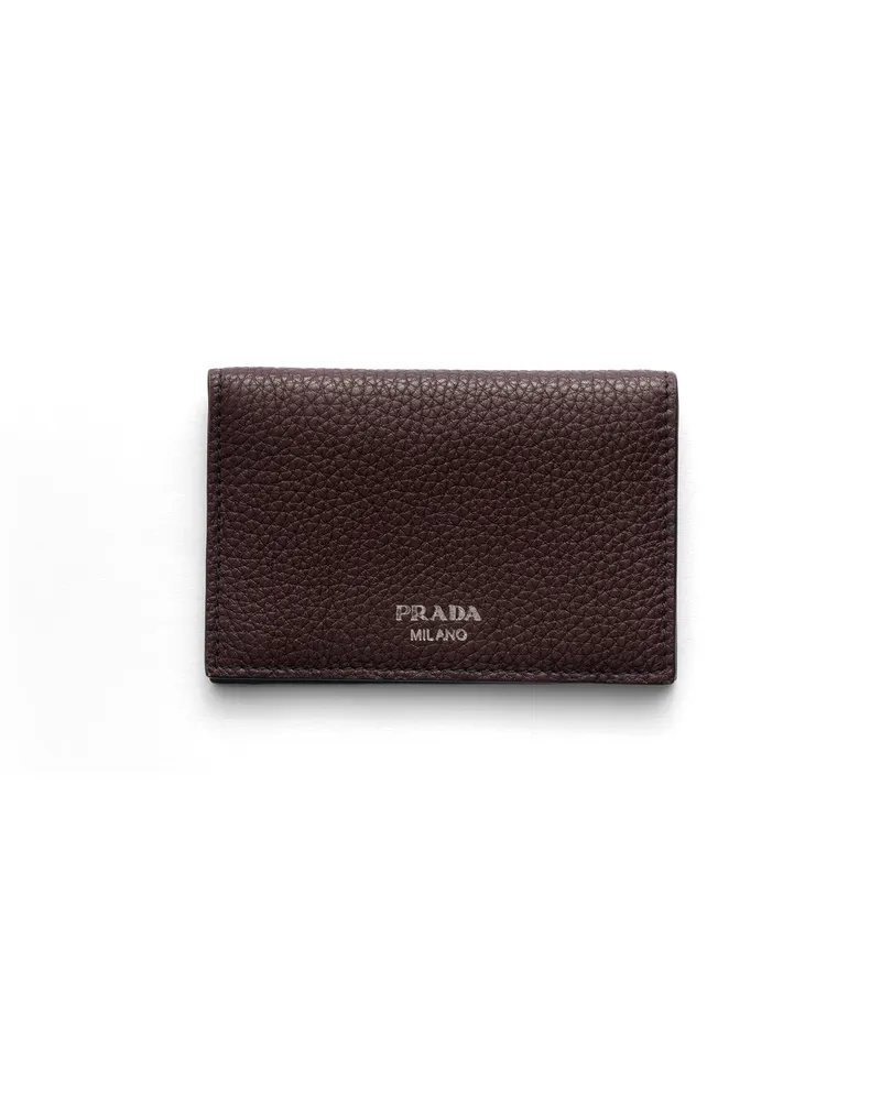 Prada Kartenetui Aus Leder, Herren, Dark Brown T Dark