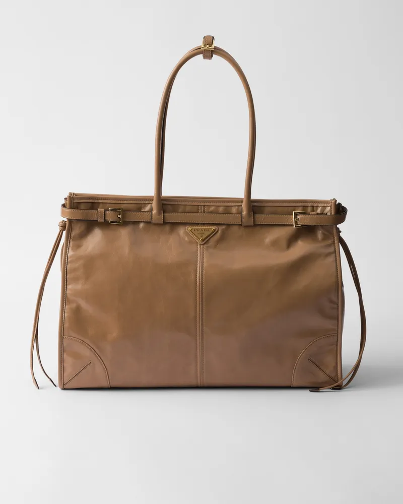 Prada Bonnie Extragroße Handtasche aus Leder Cameo