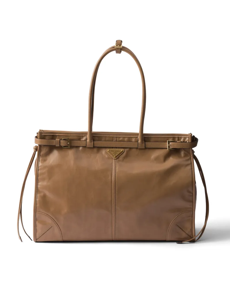 Prada Bonnie Extragroße Handtasche Aus Leder, Damen, Cameo Cameo