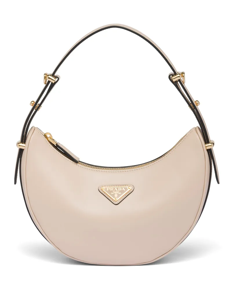 Prada Kleine  Arqué Schultertasche Aus Leder, Damen, Travertin Travertin