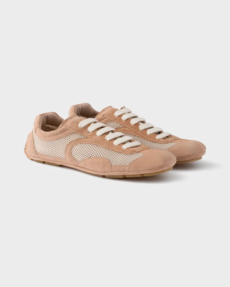 Prada Montecarlo Re-Edition 2005 Sneaker aus Veloursleder und Mesh Opal