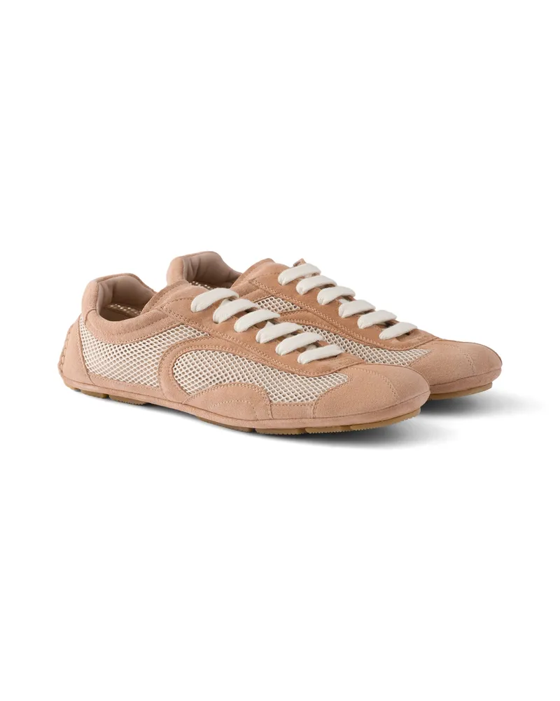 Prada Montecarlo Re-edition 2005 Sneaker Aus Veloursleder Und Mesh, Damen, Opal, Größe Opal