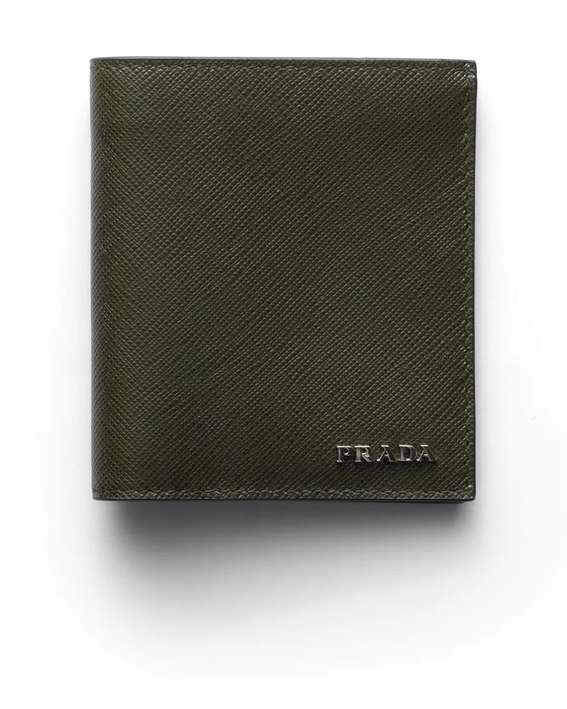 Prada Geldbörse Aus Saffiano-leder, Herren, Selva Grün/burgunder Selva