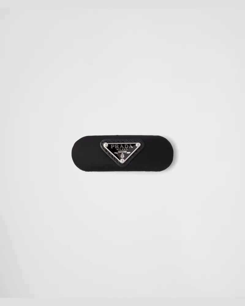 Prada Haarspange aus Re-Nylon Schwarz