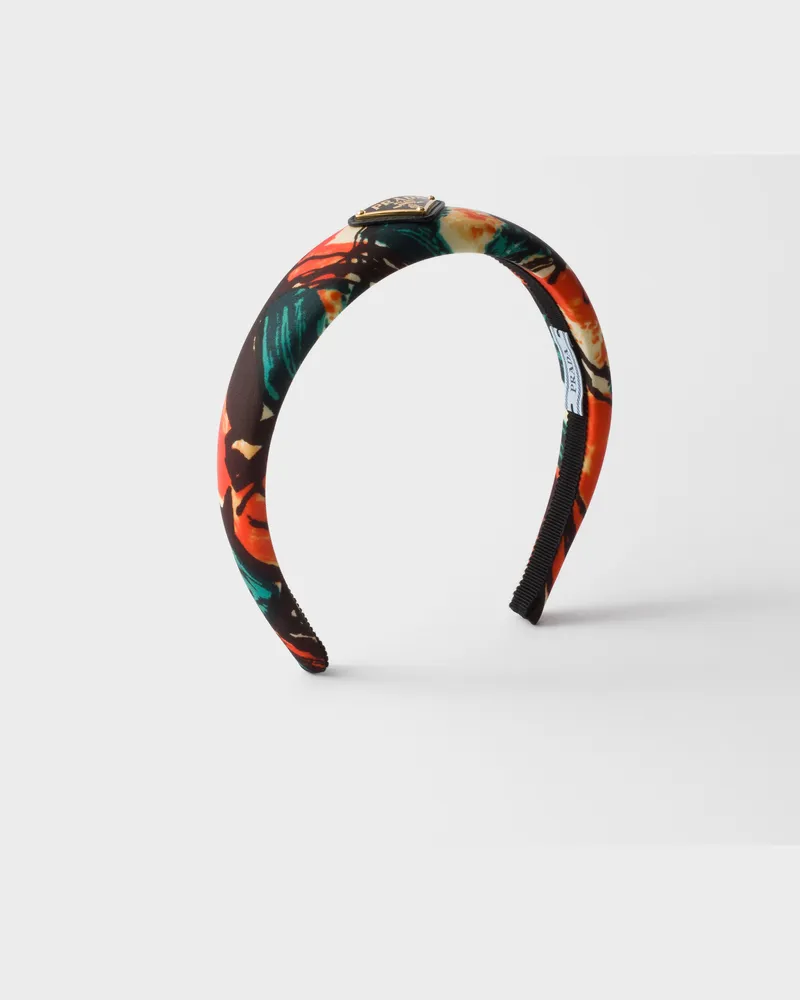 Prada Headband aus bedrucktem Re-Nylon Orange