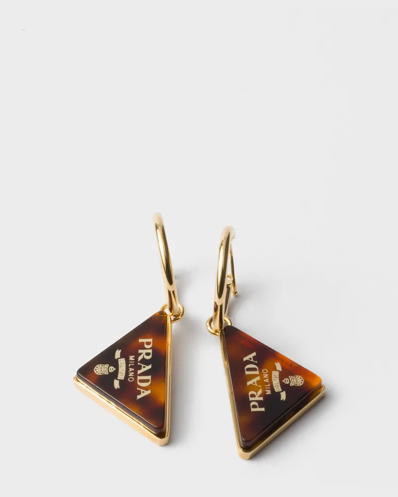 Prada Ohrringe aus Plexiglas Honigfarben