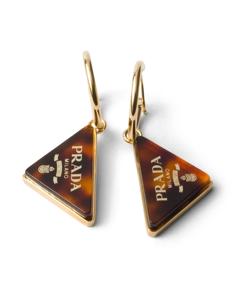 Prada Ohrringe Mit Schildpattmotiv, Damen, Honigfarben/schildpatt Honigfarben