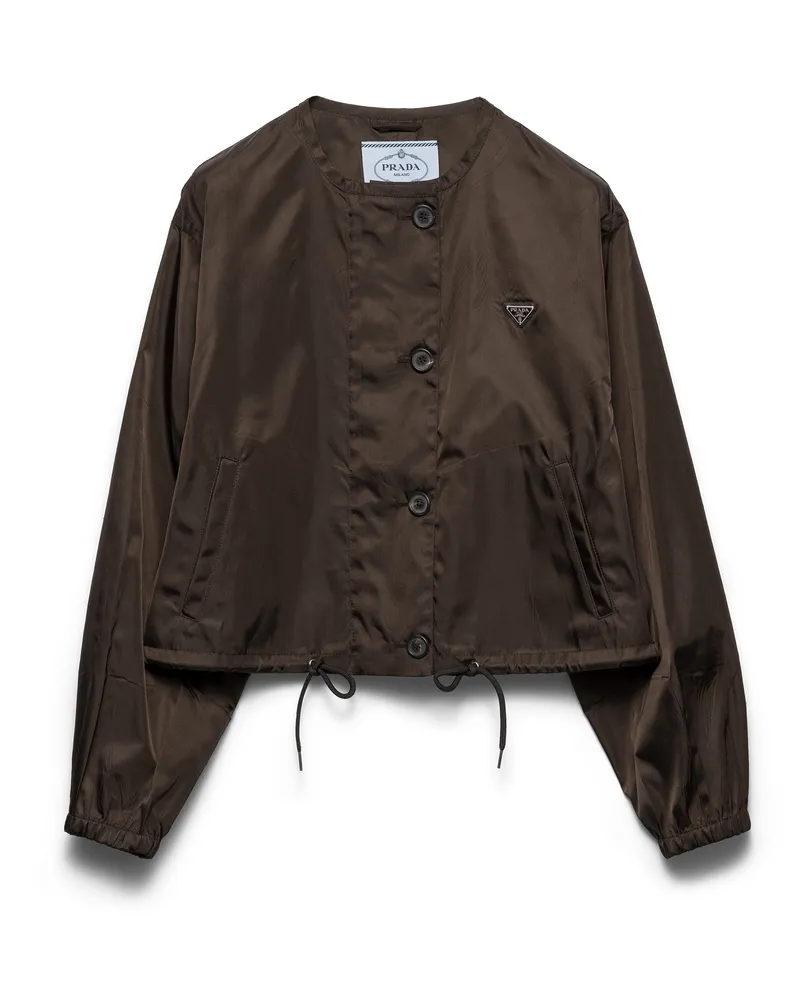 Prada Re-nylon Blouson Jacket, Damen, Kakaobraun, Größe Kakaobraun