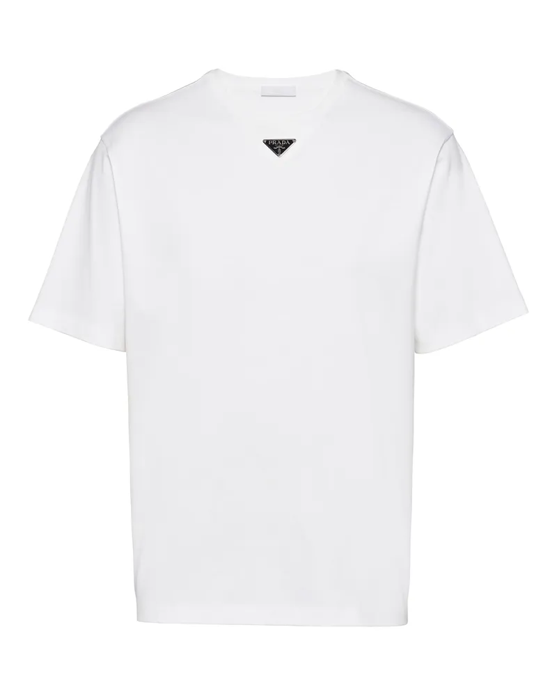 Prada T-shirt Aus Baumwolle, Herren, Weiss, Größe Weiss