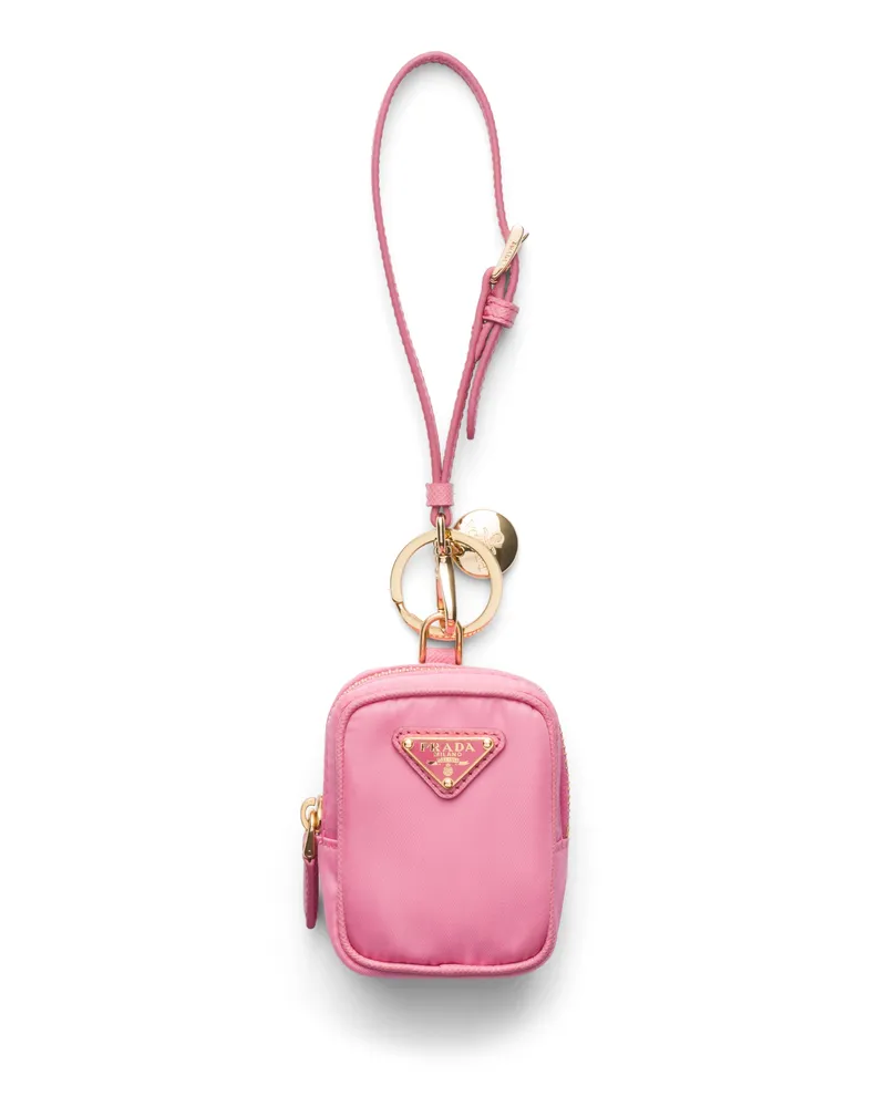 Prada Re-edition 1978 Mini-pouch Aus Re-nylon Mit Schlüsselanhänger, Damen, Begonienrosa Begonienrosa
