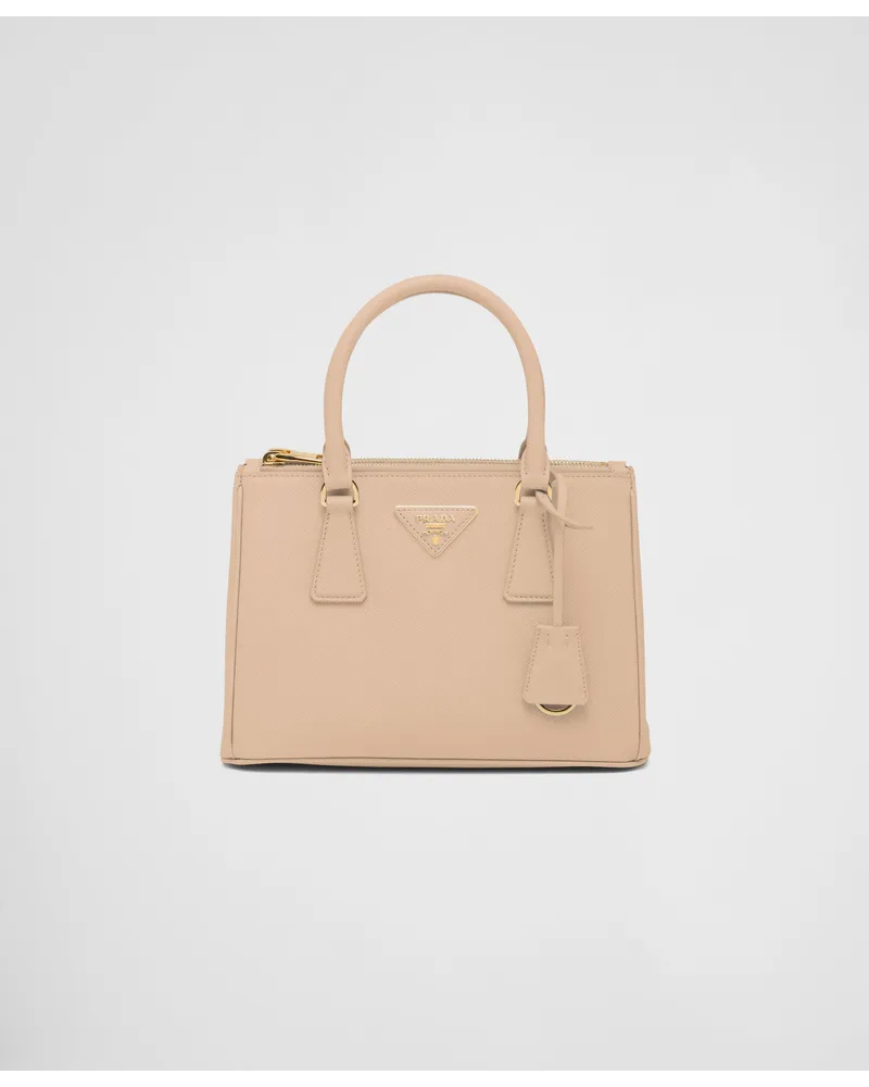 Prada Kleine  Galleria Tasche aus Saffiano-Leder Sandbeige