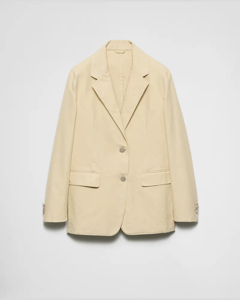 Prada Einreihige Jacke aus Old Canvas Beige