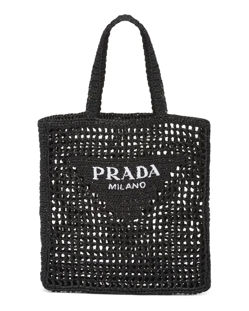 Prada Gehäkelte Tote Bag, Damen, Schwarz Schwarz