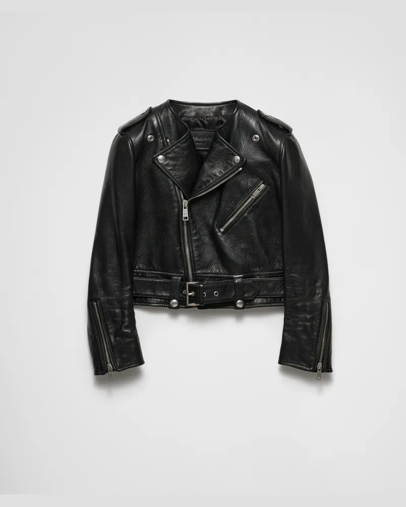 Prada Bikerjacke aus Leder Schwarz