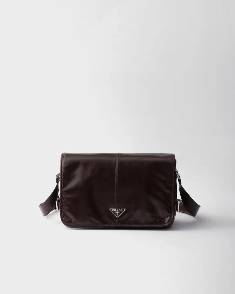 Prada Schultertasche aus Leder Dunkelbraun