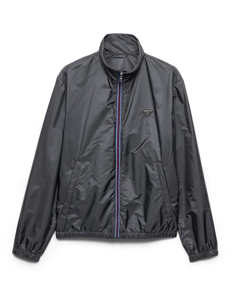 Prada Jacke Aus Re-nylon, Herren, Eisengrau/hellblau, Größe Eisengrau