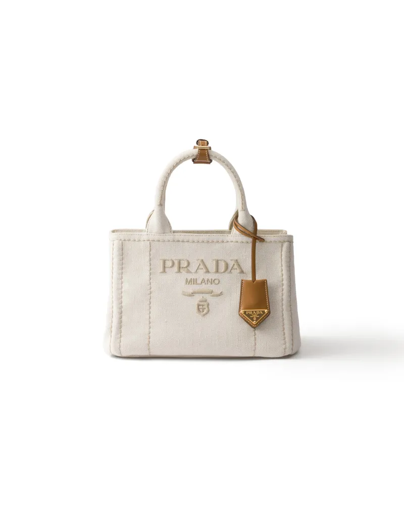 Prada Jardinière Kleine Handtasche Aus Leinenmischgewebe, Damen, Natur Natur