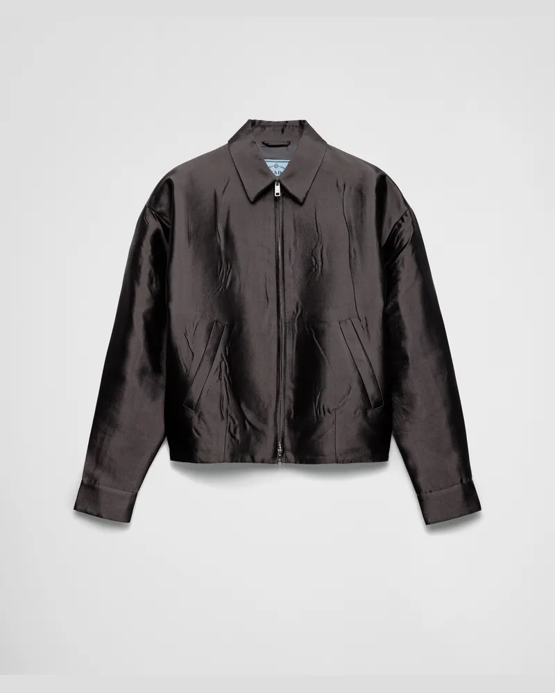 Prada Jacke aus Seide und Wolle Grau