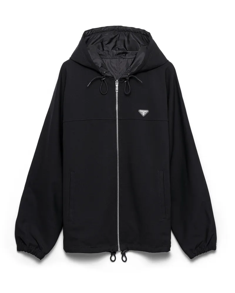 Prada Kapuzenjacke Aus Technischem Fleece, Herren, Schwarz, Größe Schwarz