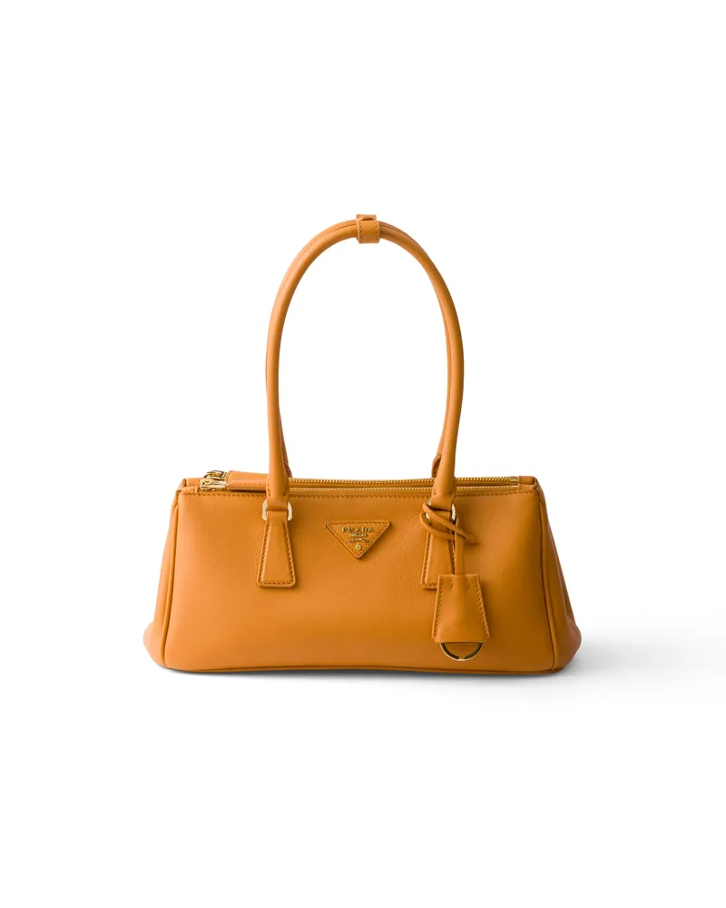 Prada Mittelgroße  Galleria Tasche Aus Leder, Damen, Bernstein Bernstein