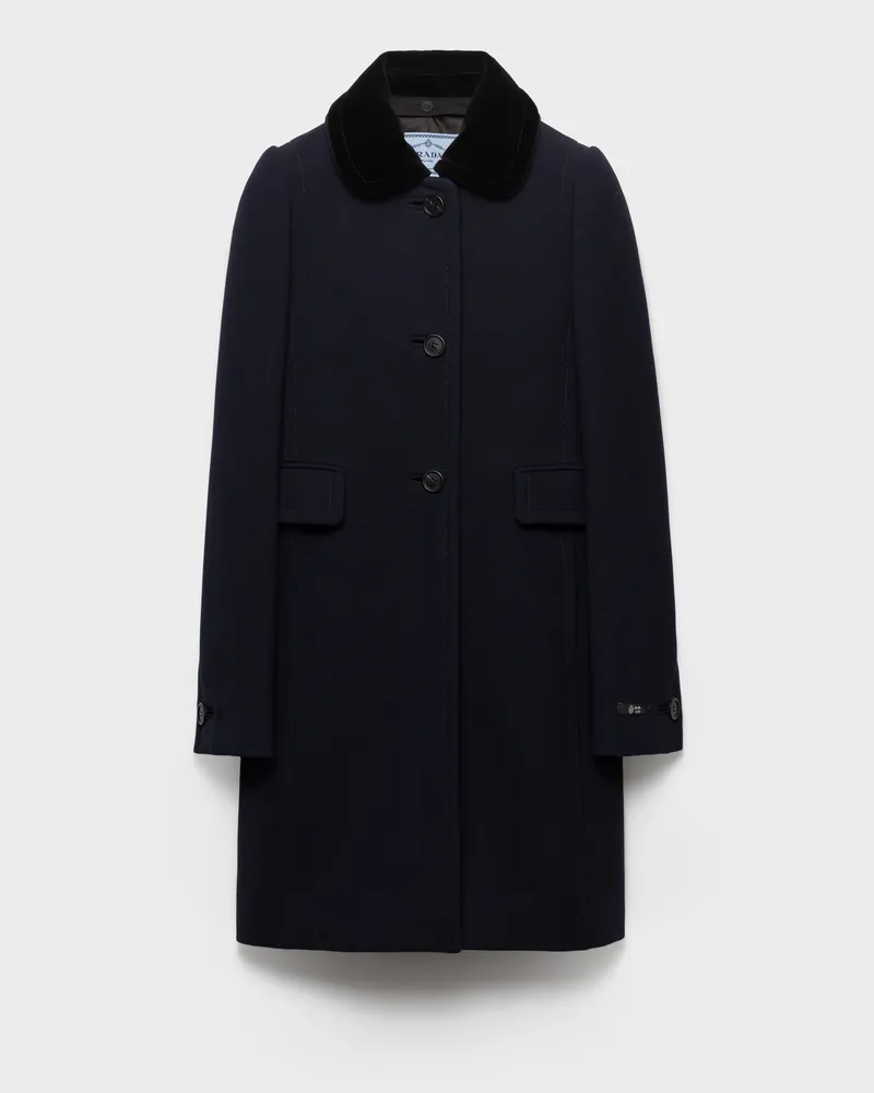 Prada Einreihiger Mantel aus Natté-Stoff Blau