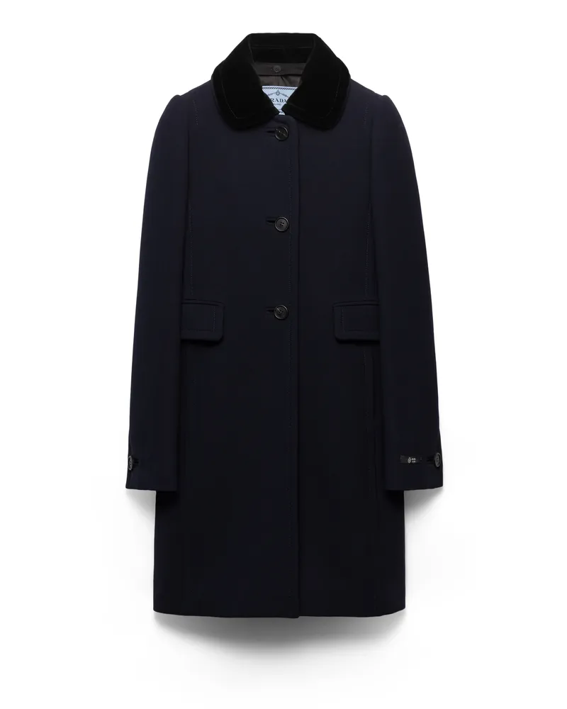 Prada Einreihiger Mantel Aus Natté-stoff, Damen, Blau, Größe Blau