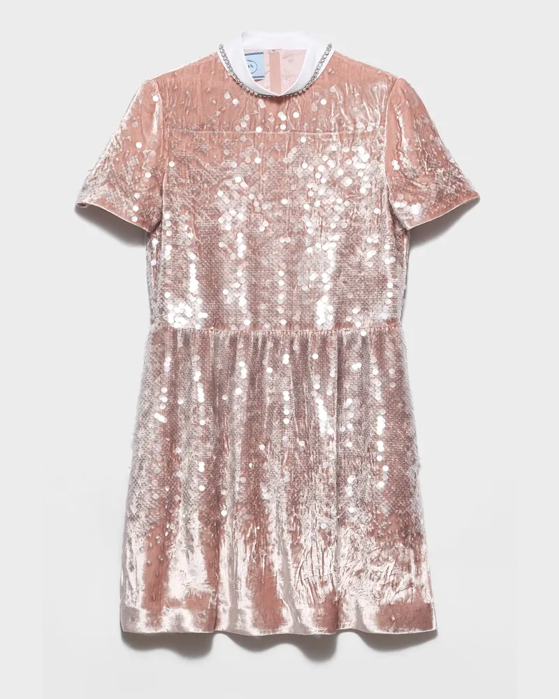 Prada Minikleid aus Samt mit Pailletten Opal