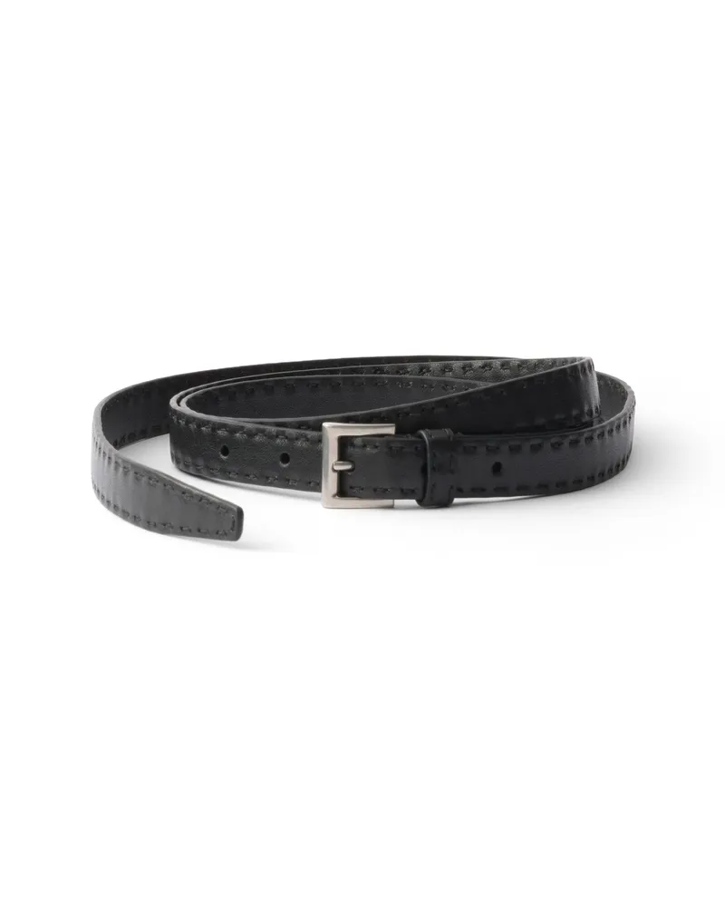 Prada Gürtel Aus Leder Mit Antik-finish, Herren, Schwarz, Größe Schwarz
