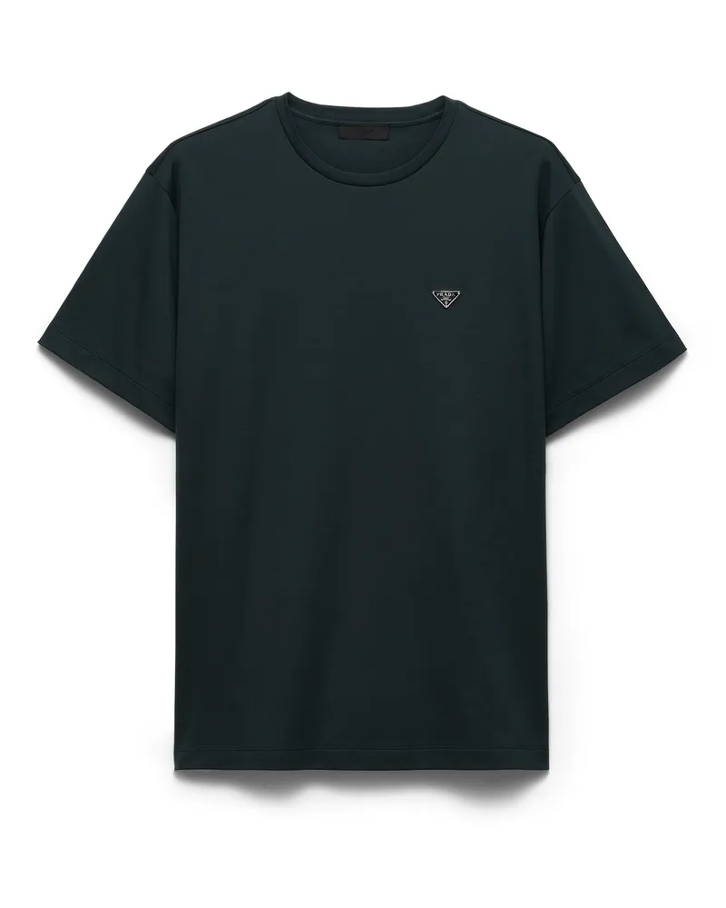 Prada T-shirt Aus Baumwolle, Herren, Flaschengrün, Größe Flaschengrün