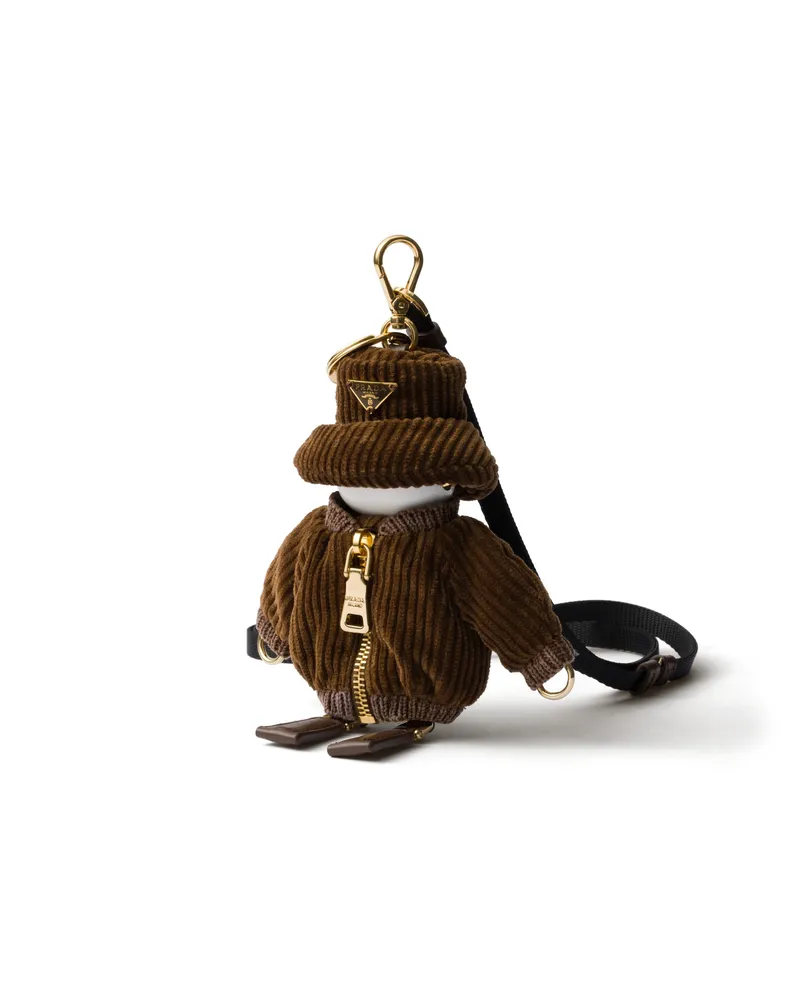 Prada Weicher Roboter-schlüsselanhänge Aus Cord, Damen, Tabak Tabak
