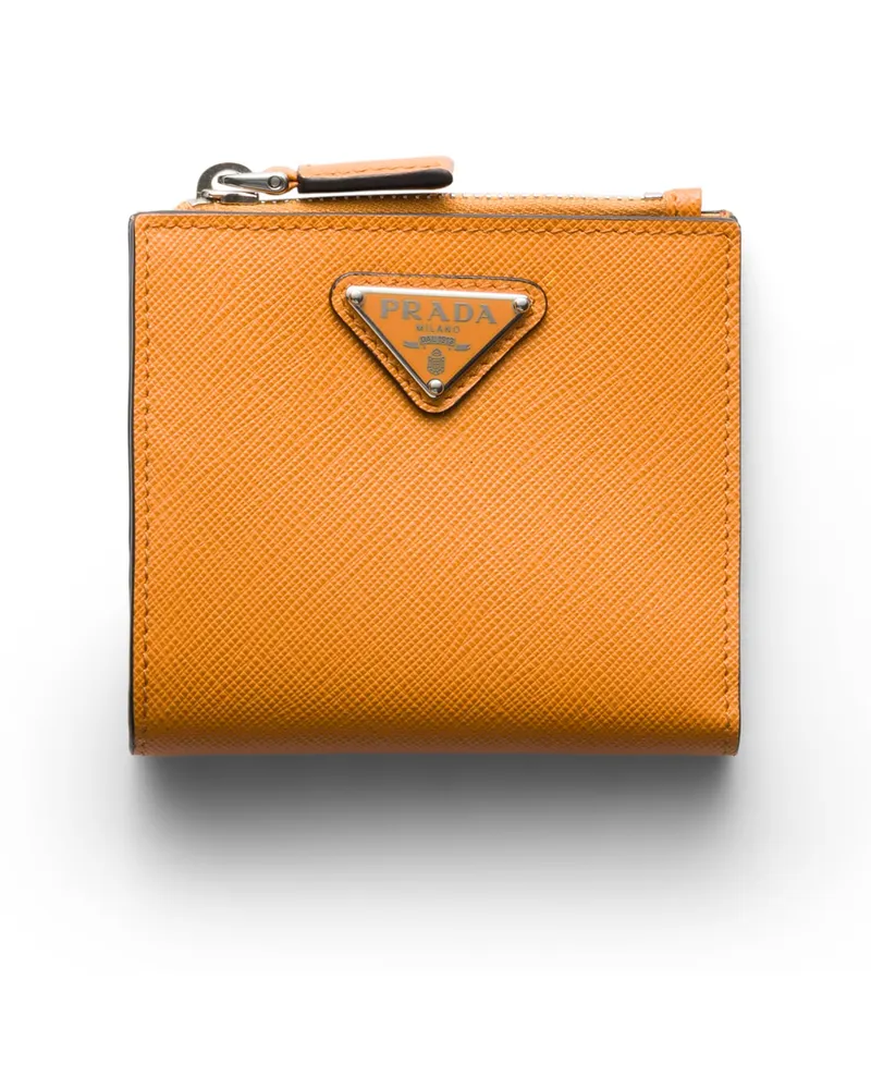Prada Kleine Geldbörse Aus Saffiano-leder, Herren, Bernstein Bernstein